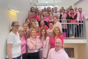 A photo of LSR's staff wearing pink on the "Pink day" in 2023