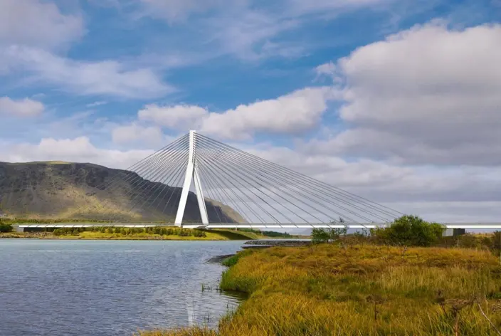 Computer generated image of the new bridge over Ölfusá