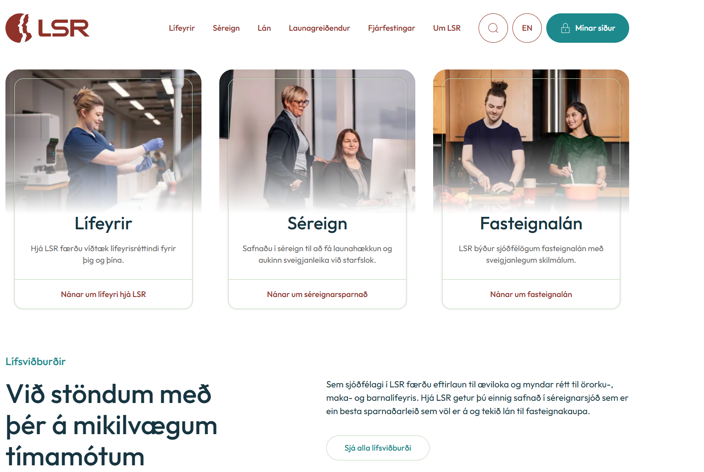 A screenshot of LSR.is homepage