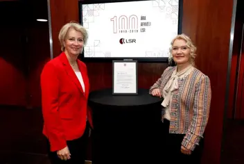Unnur Pétursdóttir og Harpa Jónsdóttir á 100 ára afmæli LSR