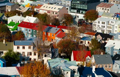 Hús í Reykjavík, séð ofanfrá