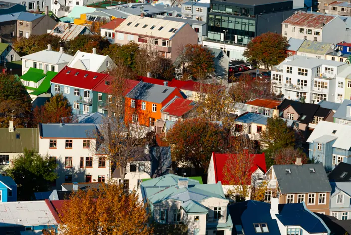 Houses in Reykjavik seen from above