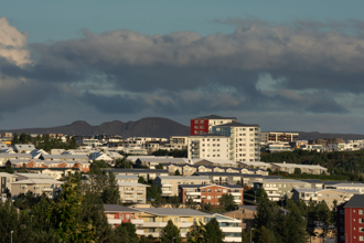A photo overlooking Reykjavik capital area